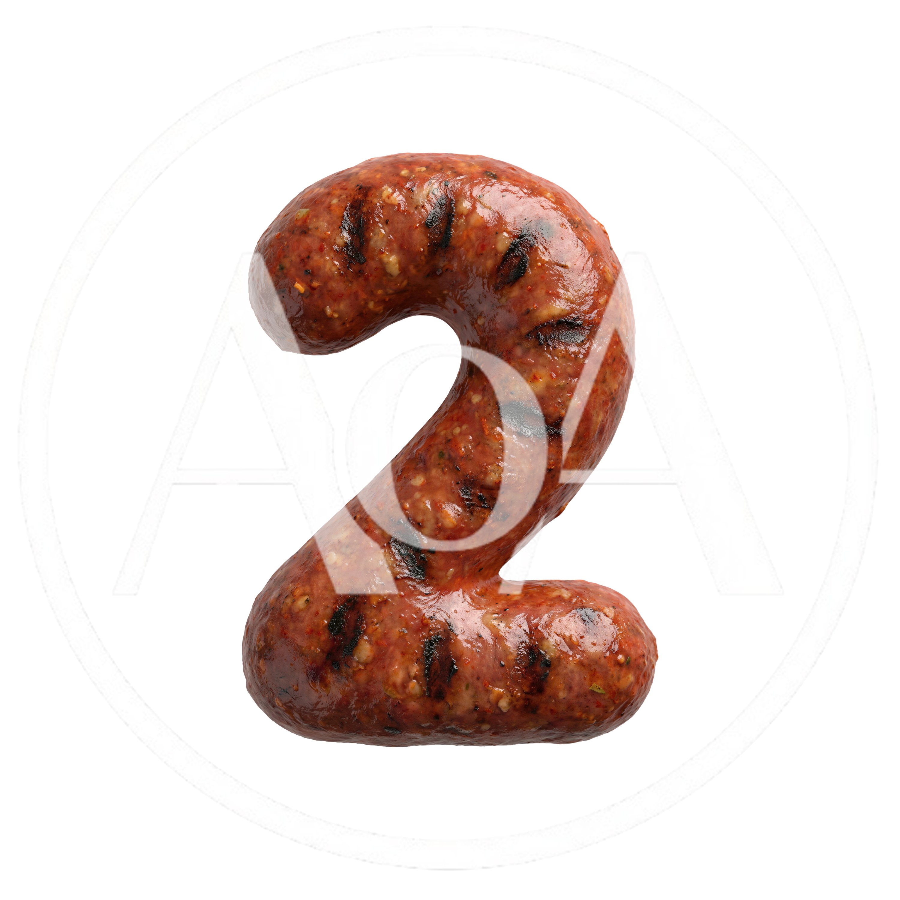 Grilled Sausage Shaped As The Number Two