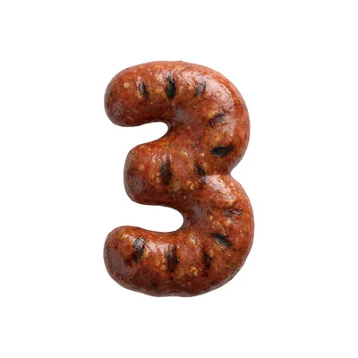 Grilled Sausage Number Three Isolated On White