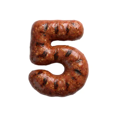 Grilled Sausage Number Five Isolated On White Background