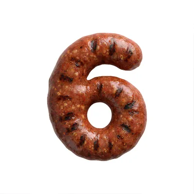 Grilled Sausage Shaped As The Number Six