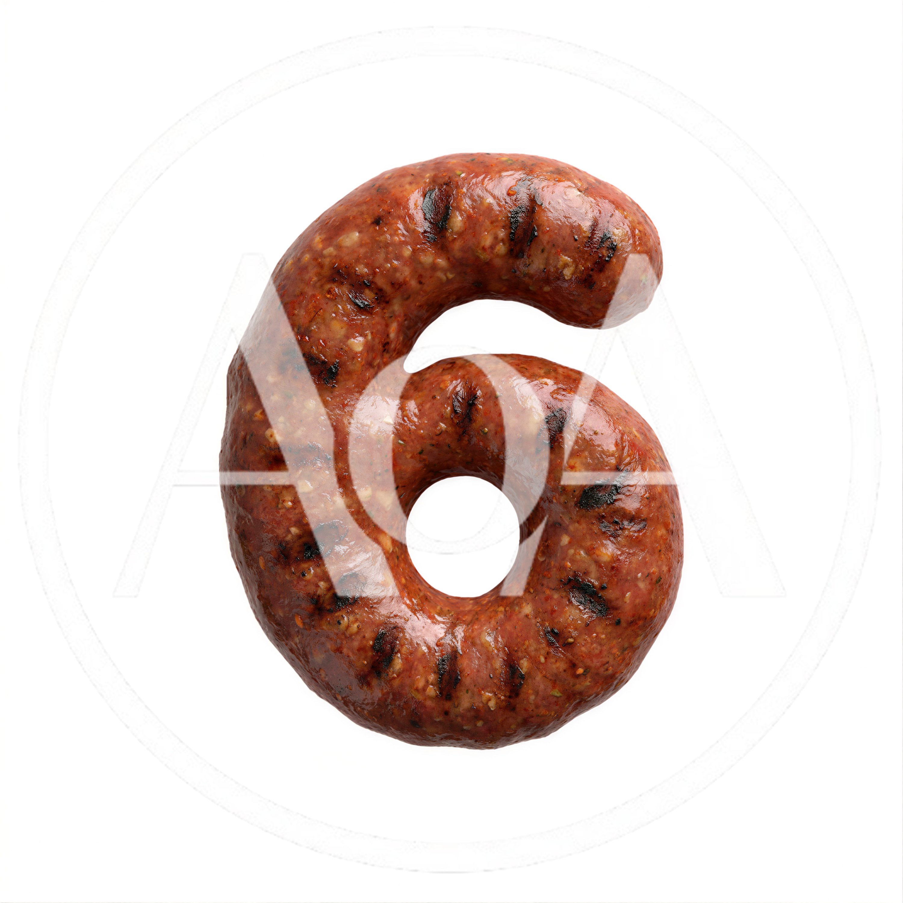 Grilled Sausage Shaped As The Number Six