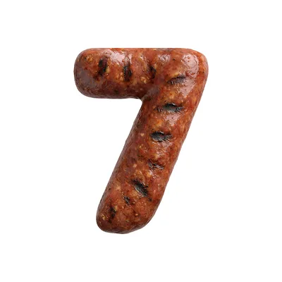 Grilled Sausage Shaped As The Number Seven