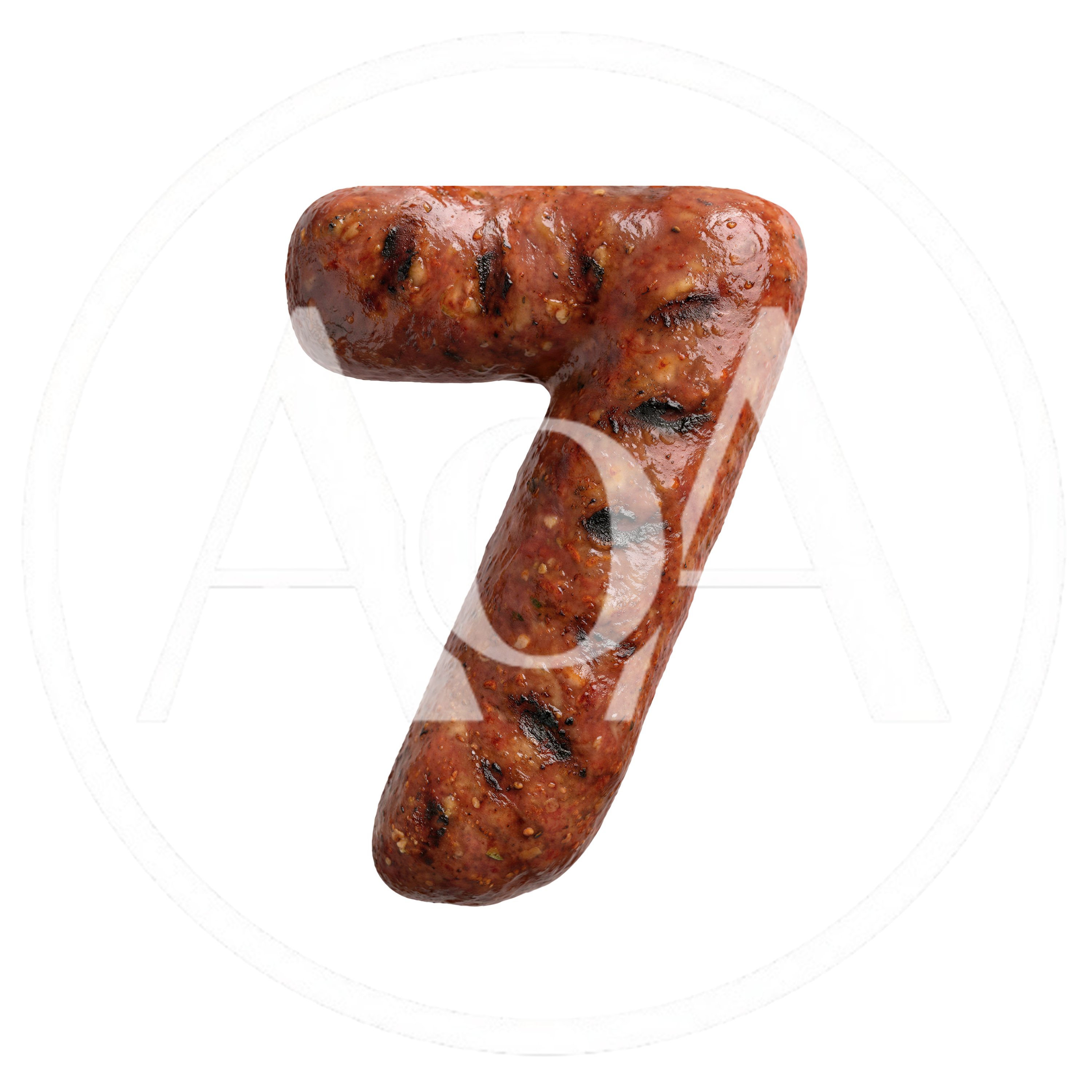 Grilled Sausage Shaped As The Number Seven
