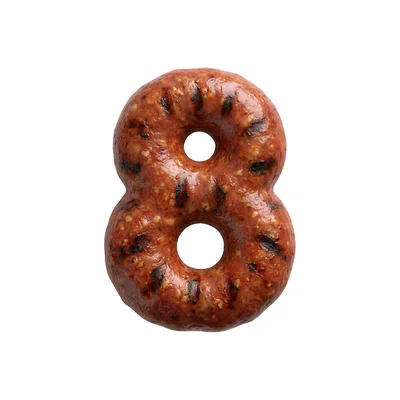 Grilled Sausage Number Eight Isolated On White
