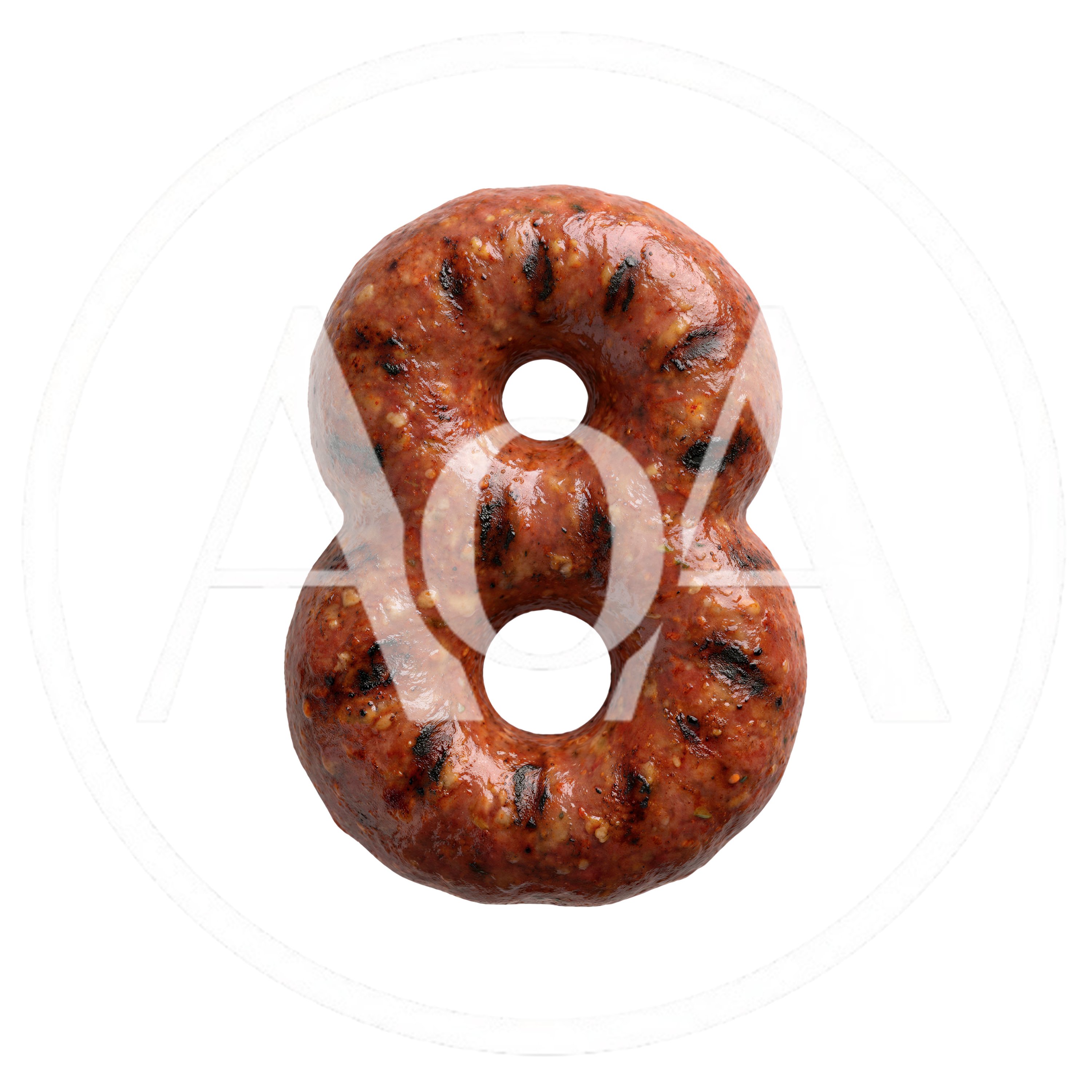 Grilled Sausage Number Eight Isolated On White