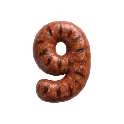 Grilled Sausage Shaped As The Number Nine