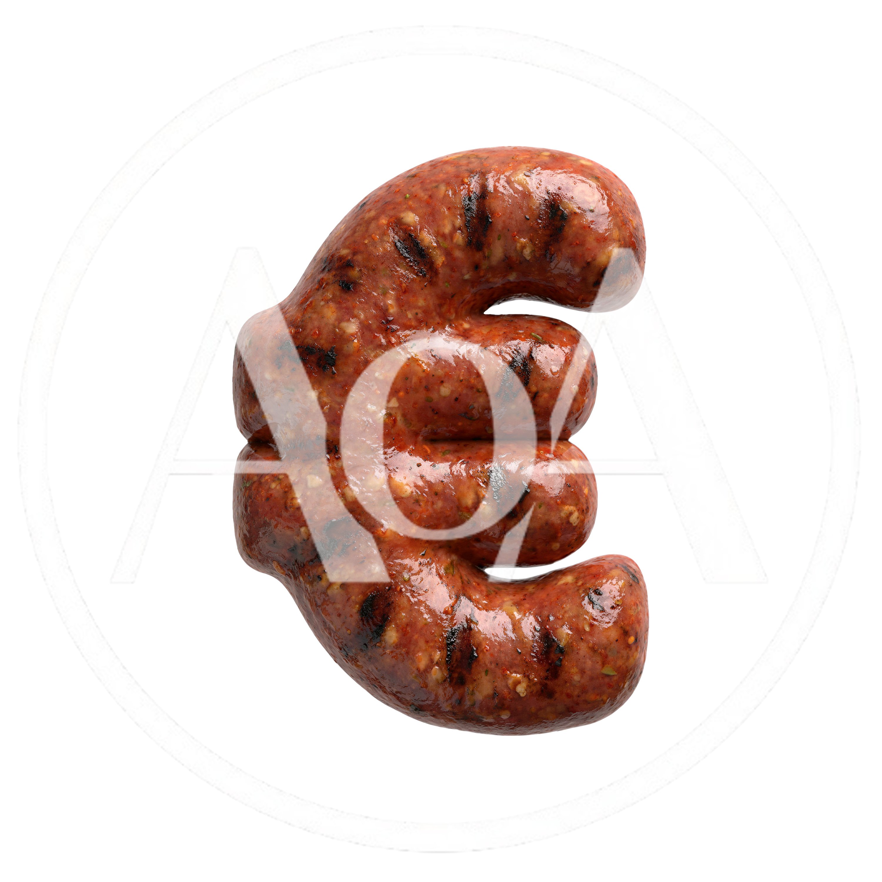 Euro Currency Symbol Made From Grilled Sausage