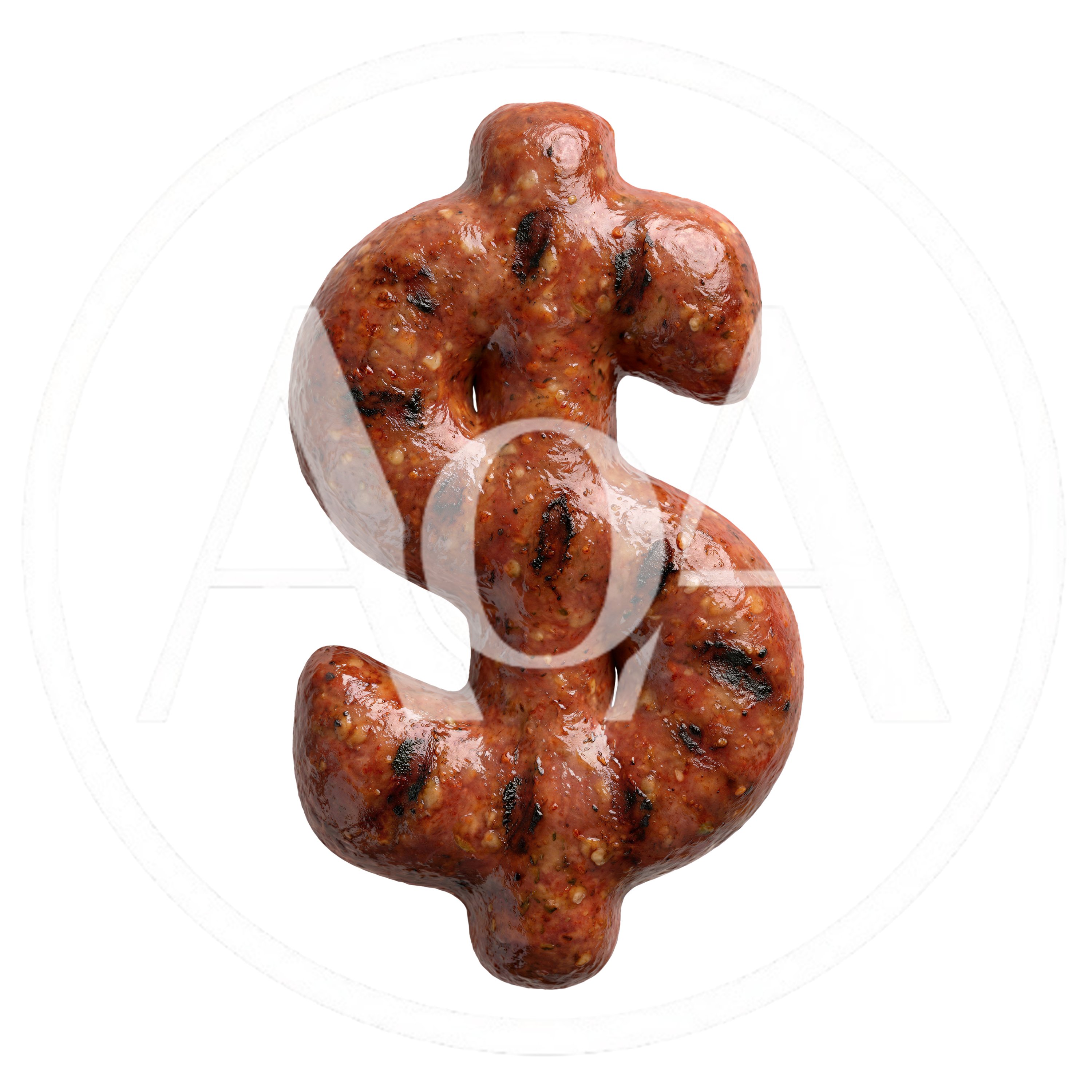 Grilled Sausage Shaped As A Dollar Sign