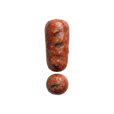 Exclamation Point Made Of Grilled Sausage