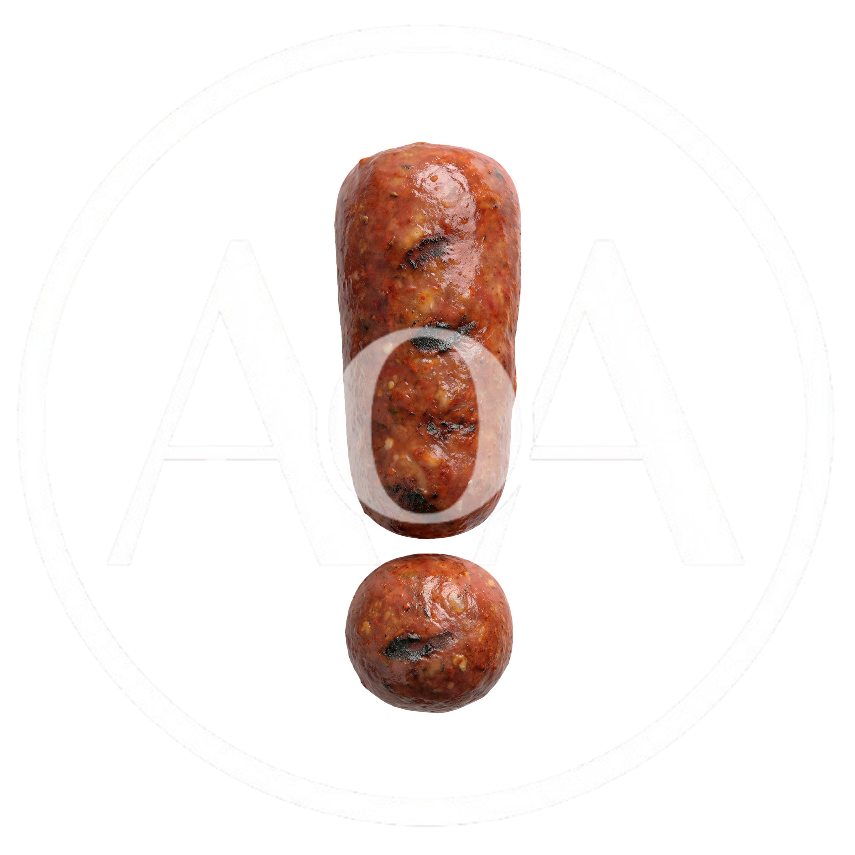 Exclamation Point Made Of Grilled Sausage