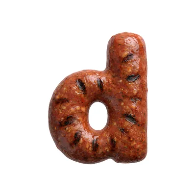 Grilled Sausage Letter D Isolated On White