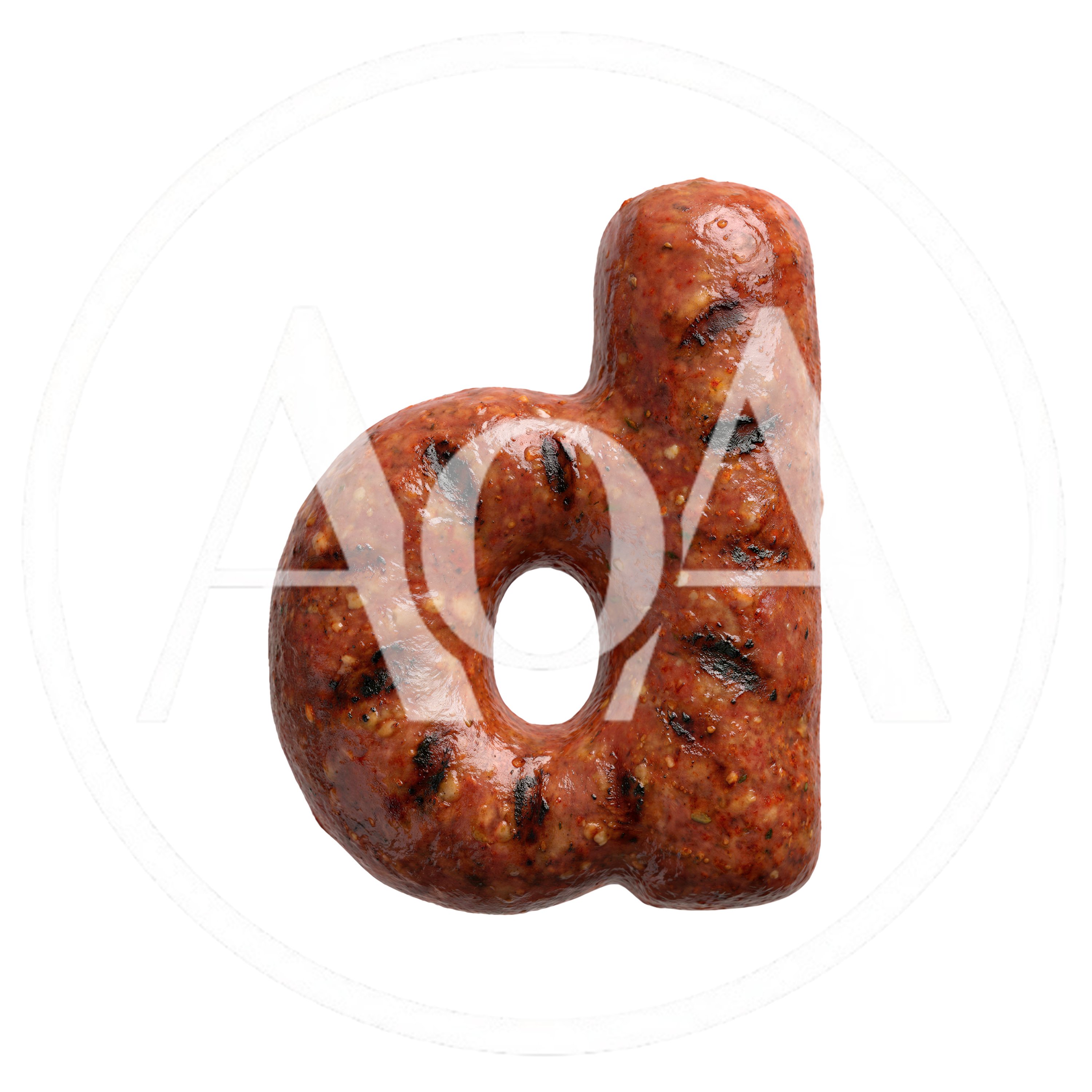Grilled Sausage Letter D Isolated On White