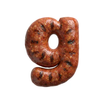 Grilled Sausage Letter G Isolated On White Background