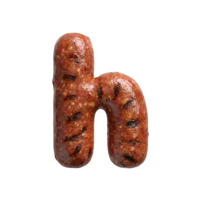 Grilled Sausage Letter H Isolated On White