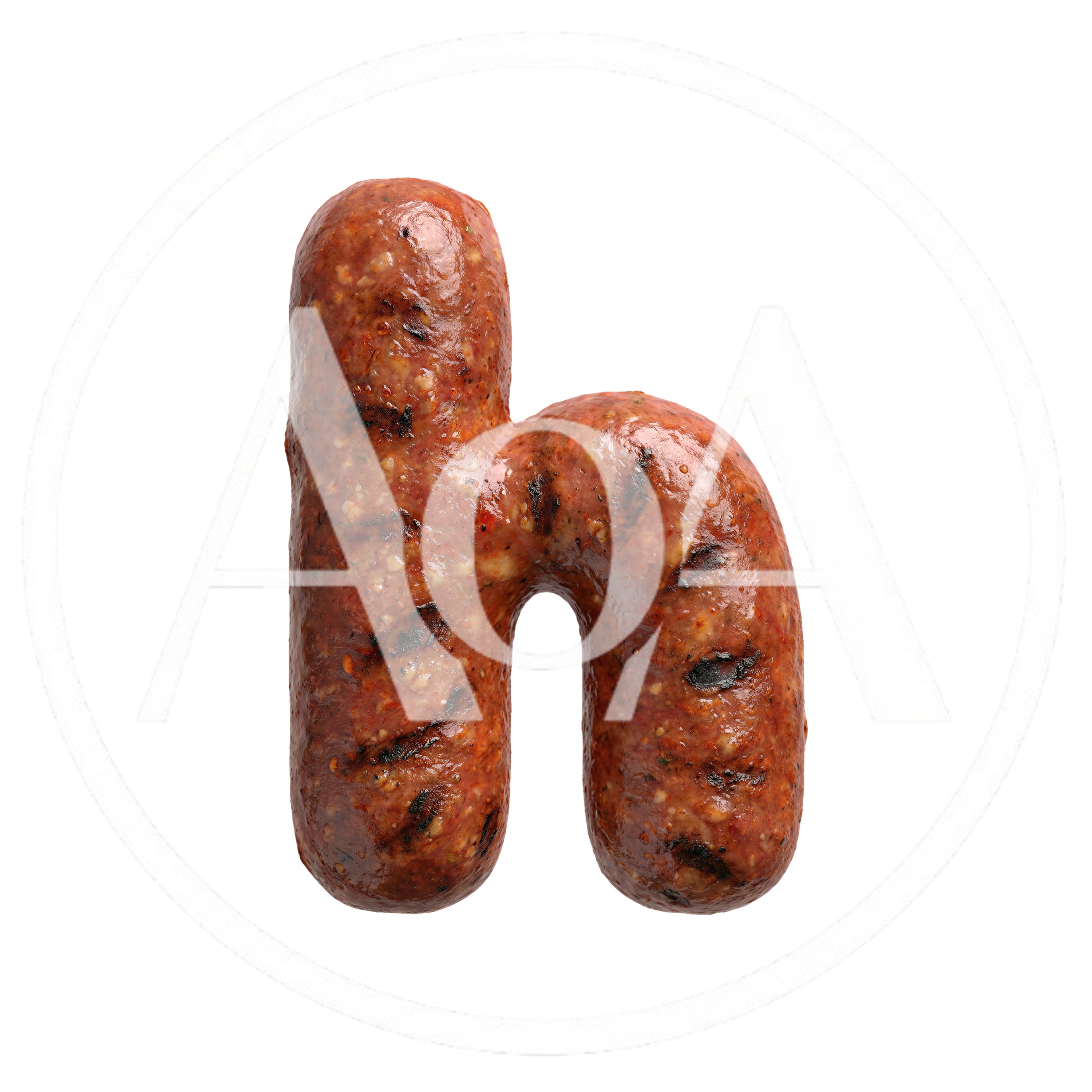 Grilled Sausage Letter H Isolated On White