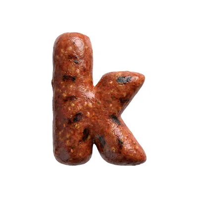 Grilled Sausage Letter K Isolated On White