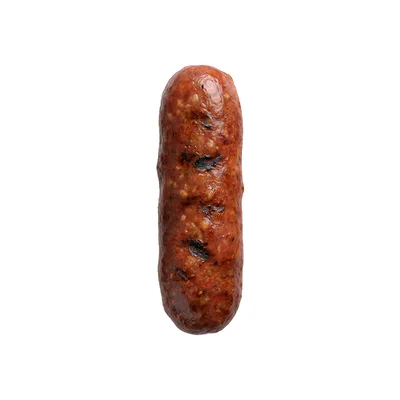 Single Grilled Sausage Isolated On White Background