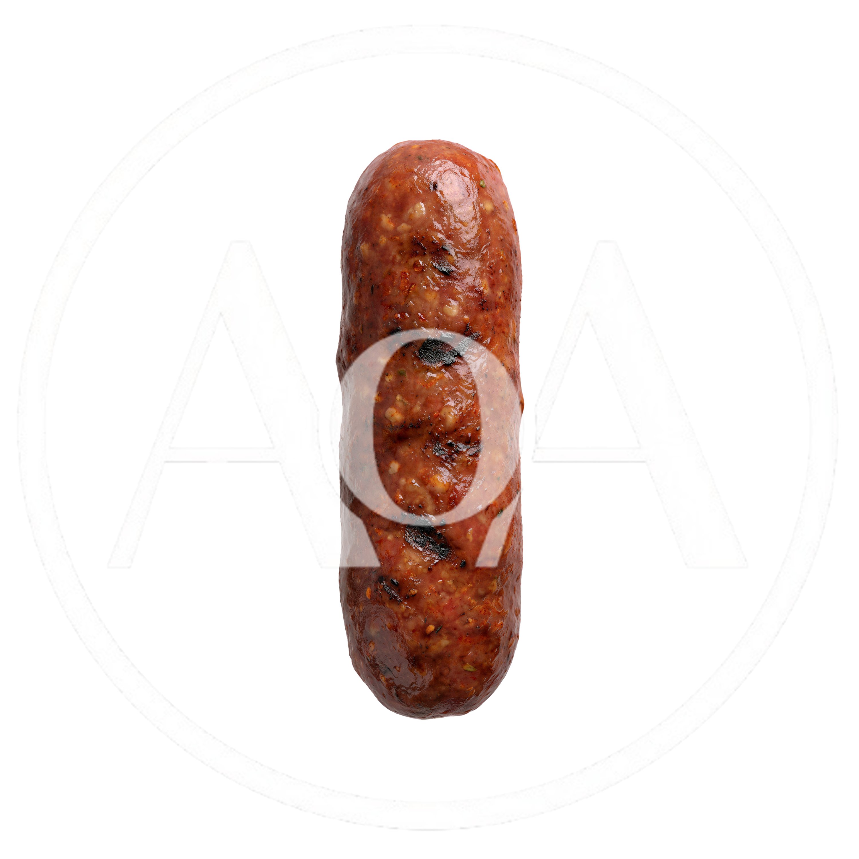Single Grilled Sausage Isolated On White Background