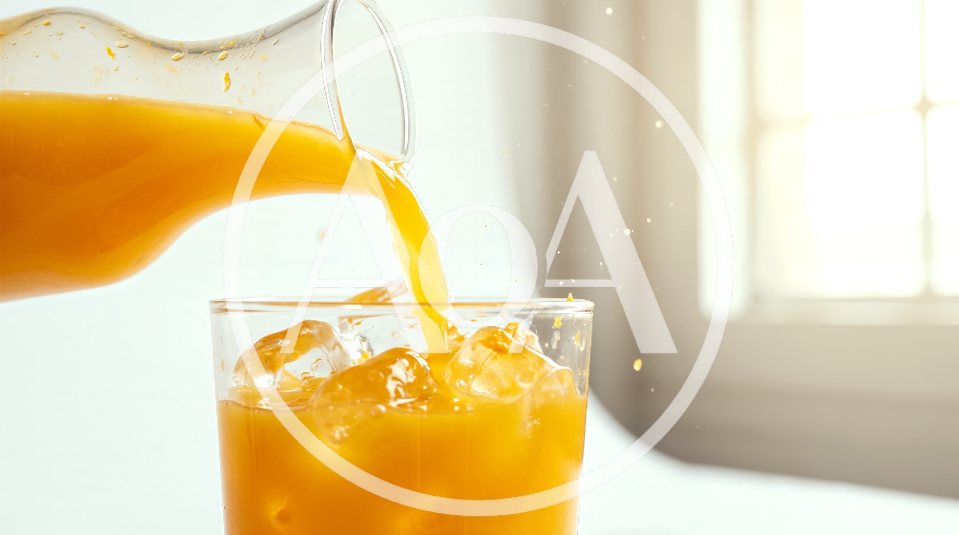 Orange Juice Pouring Into A Glass With Ice
