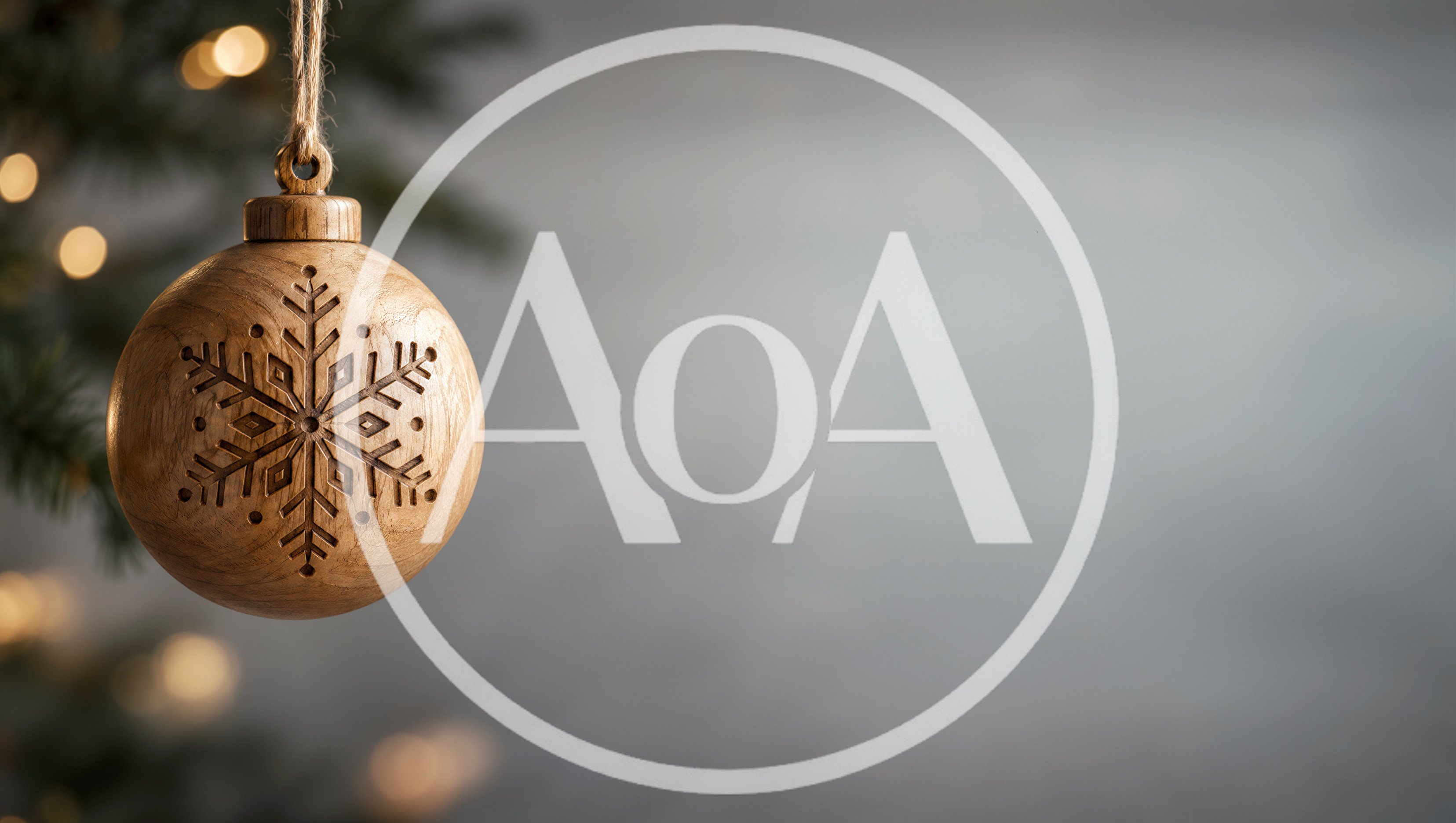 Wooden Snowflake Christmas Ornament Hanging on Tree