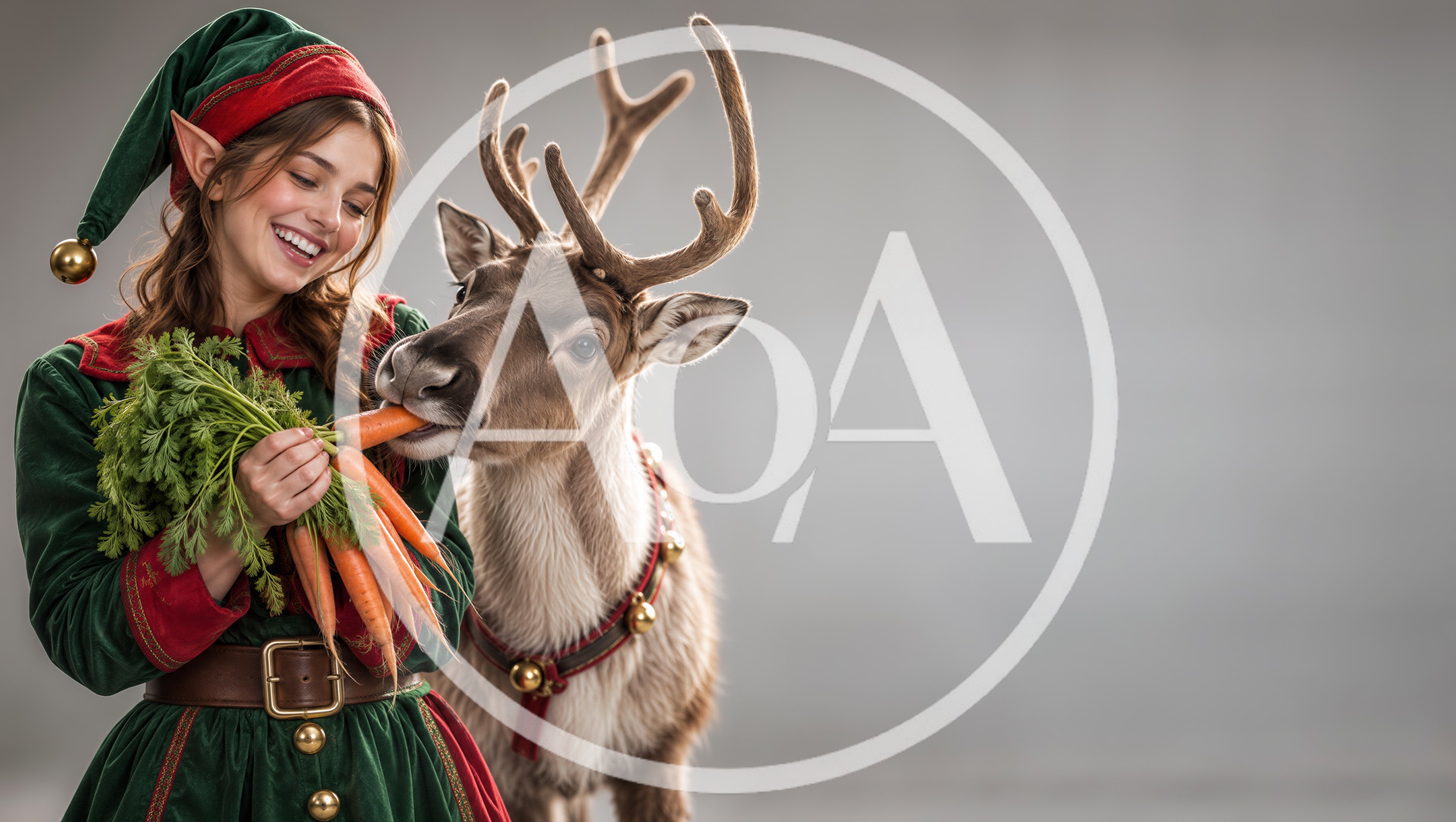 Elf Feeding Carrots To A Reindeer