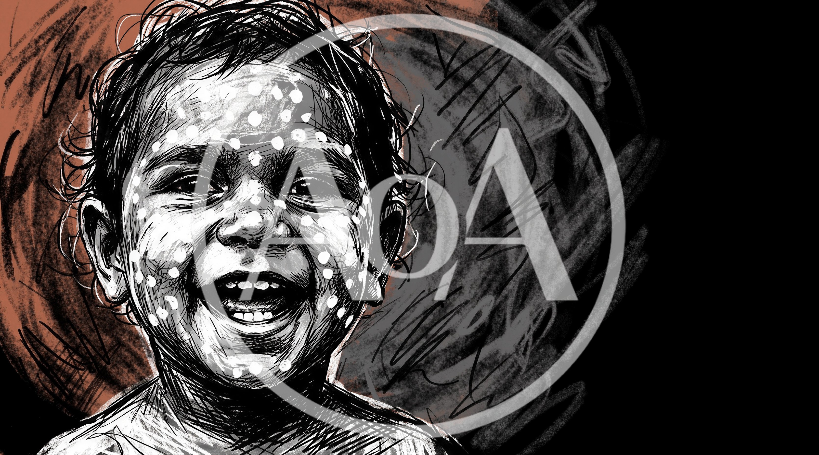Sketch Illustration Of A Joyful Child With Painted Face
