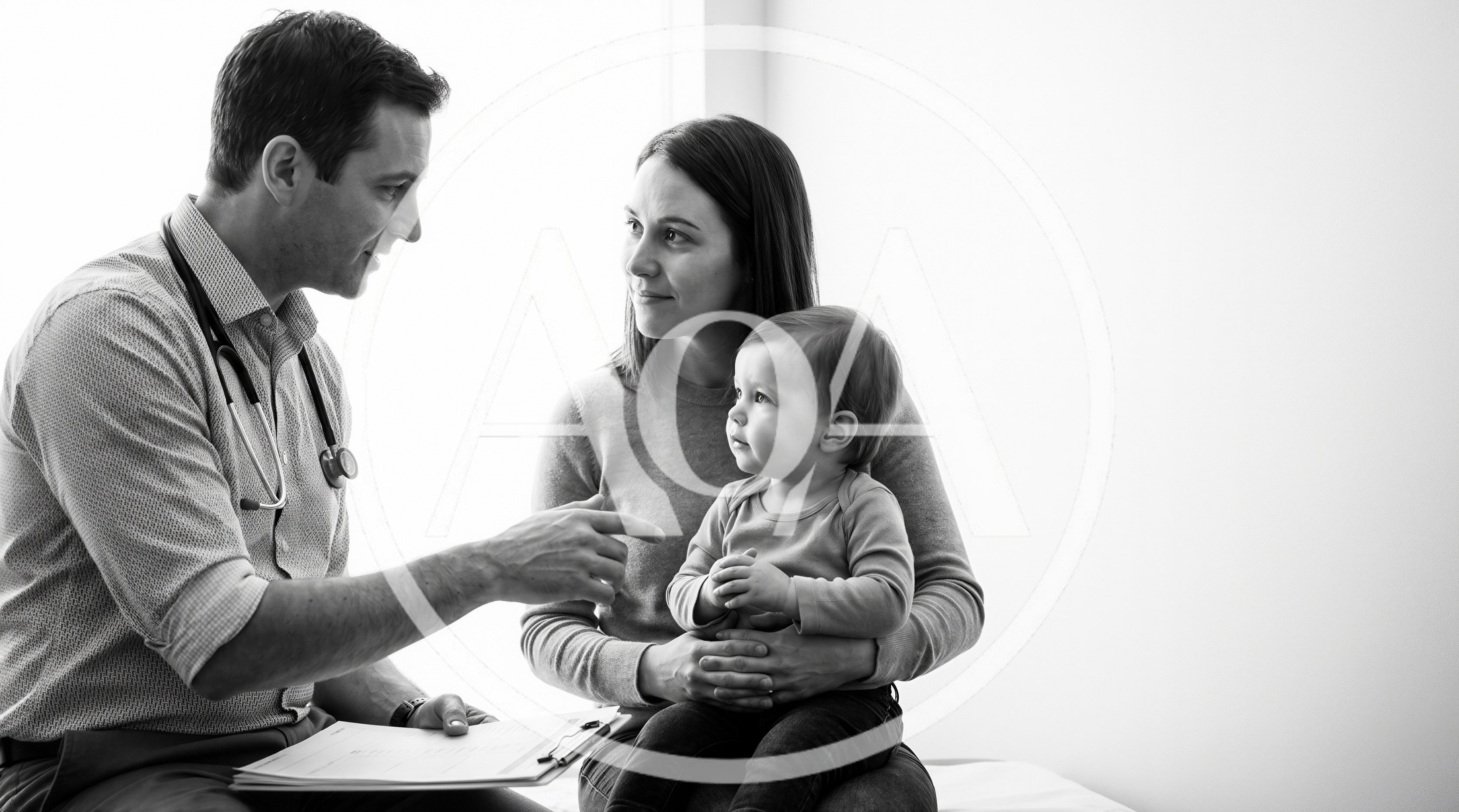 Pediatrician Consulting With Mother And Baby In Clinic