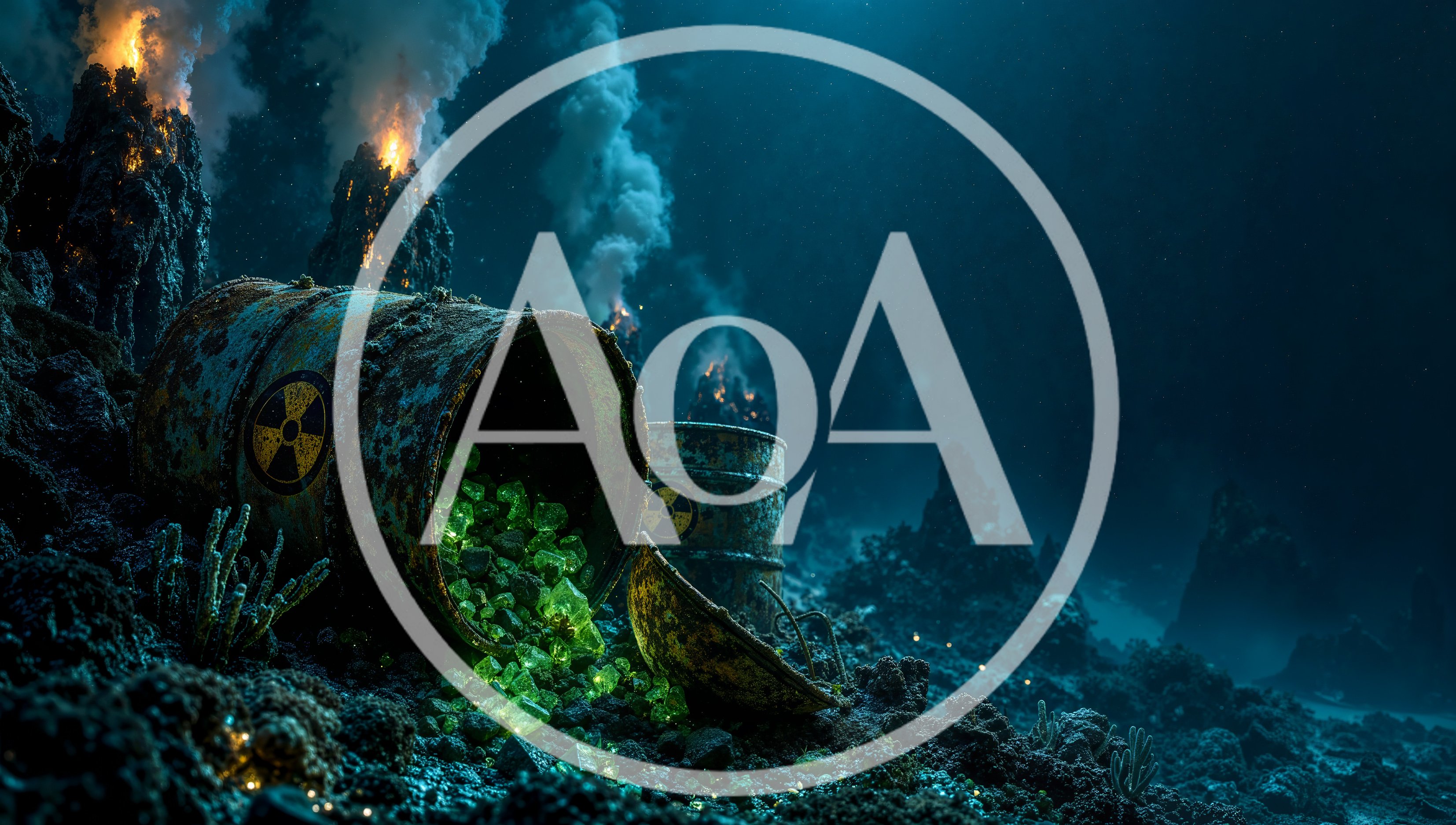 Radioactive Waste Barrels Leaking Glowing Crystals Underwater