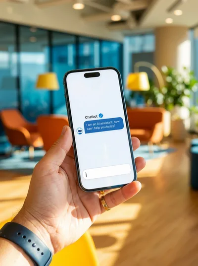 Person Holding Smartphone Displaying AI Chatbot Interface