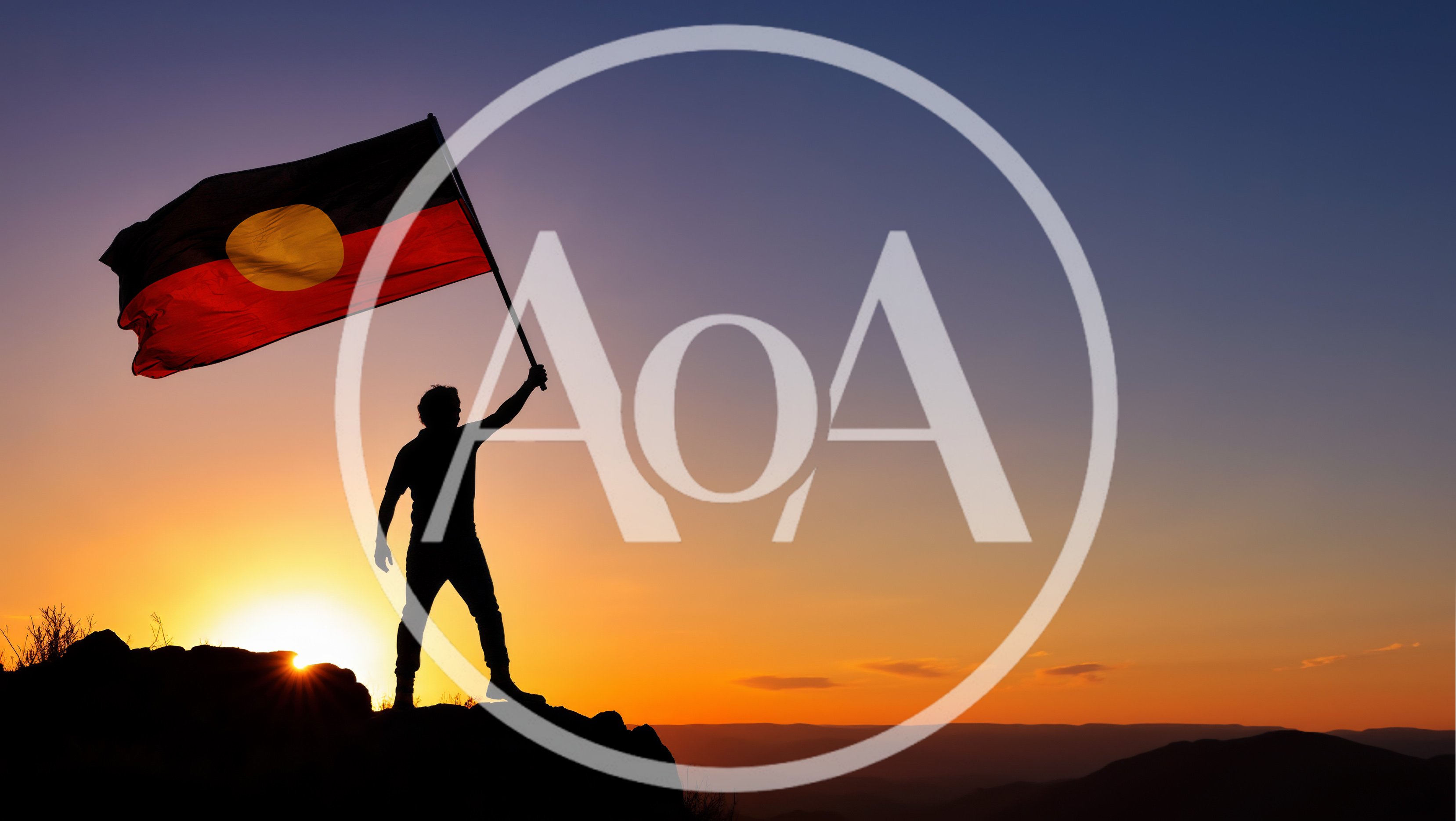 Silhouette Of A Person Holding The Aboriginal Australian Flag