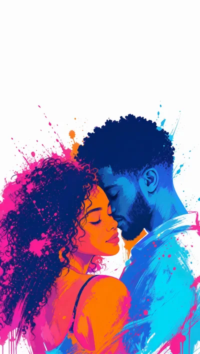 Artistic Illustration Of A Romantic Couple Embracing