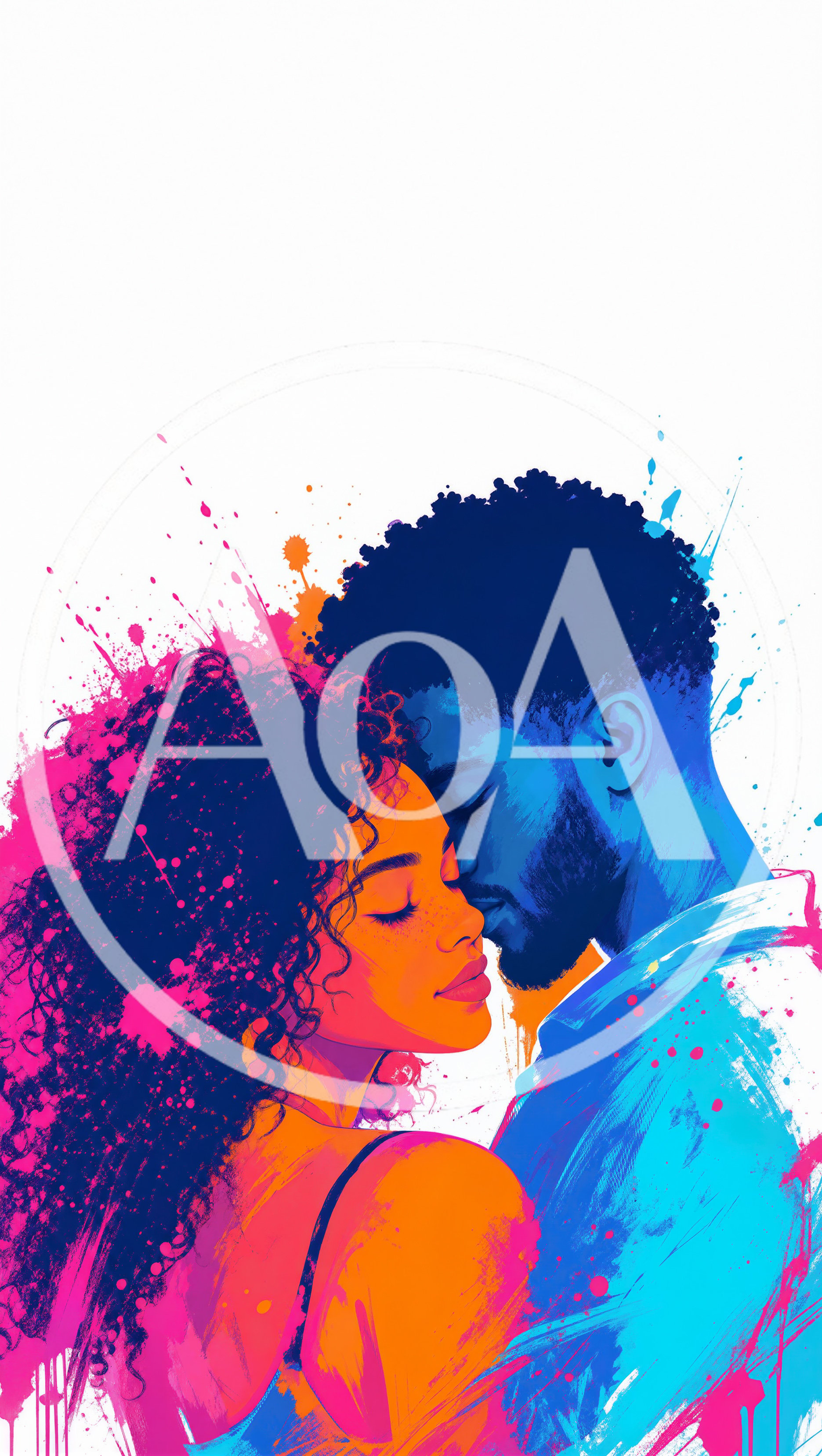 Artistic Illustration Of A Romantic Couple Embracing