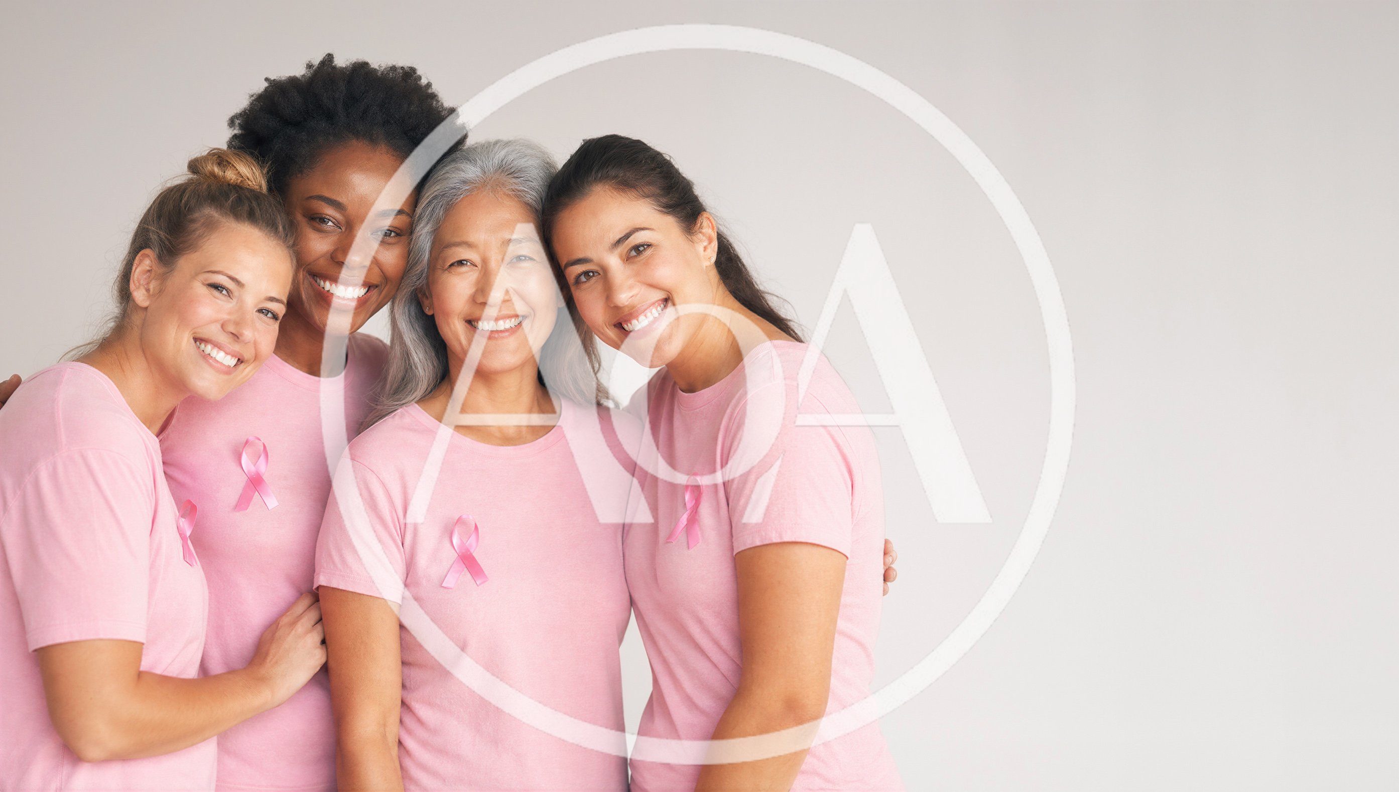 Diverse Women Wearing Pink Shirts for Breast Cancer Awareness