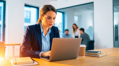 Professional Businesswoman Working On Laptop In Modern Office