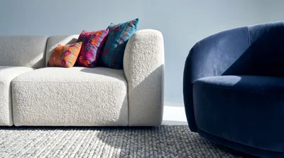 Modern Living Room Furniture With Textured Sofa And Armchair