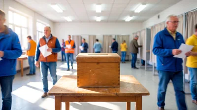 Voters Casting Ballots at a Polling Station