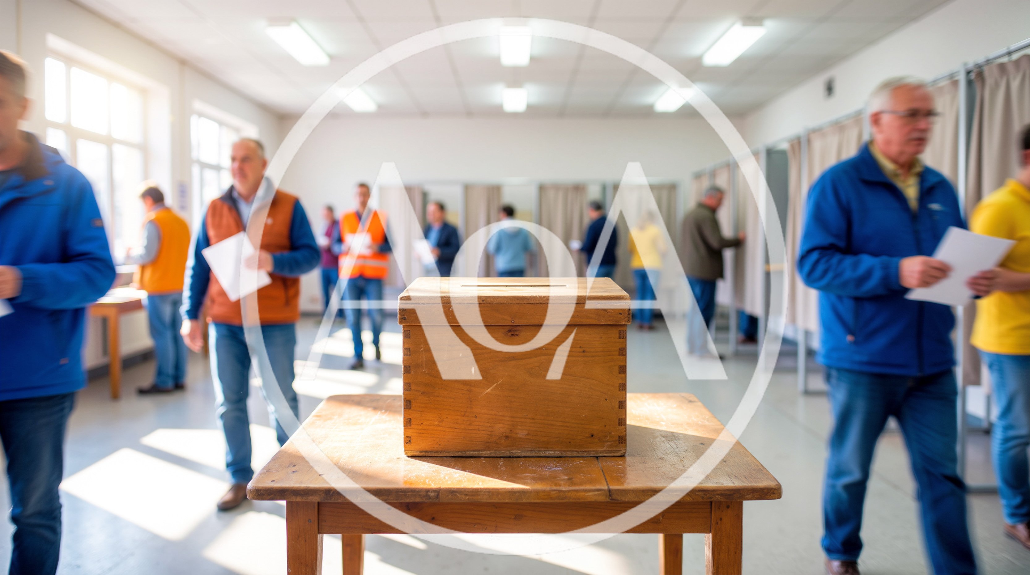 Voters Casting Ballots at a Polling Station