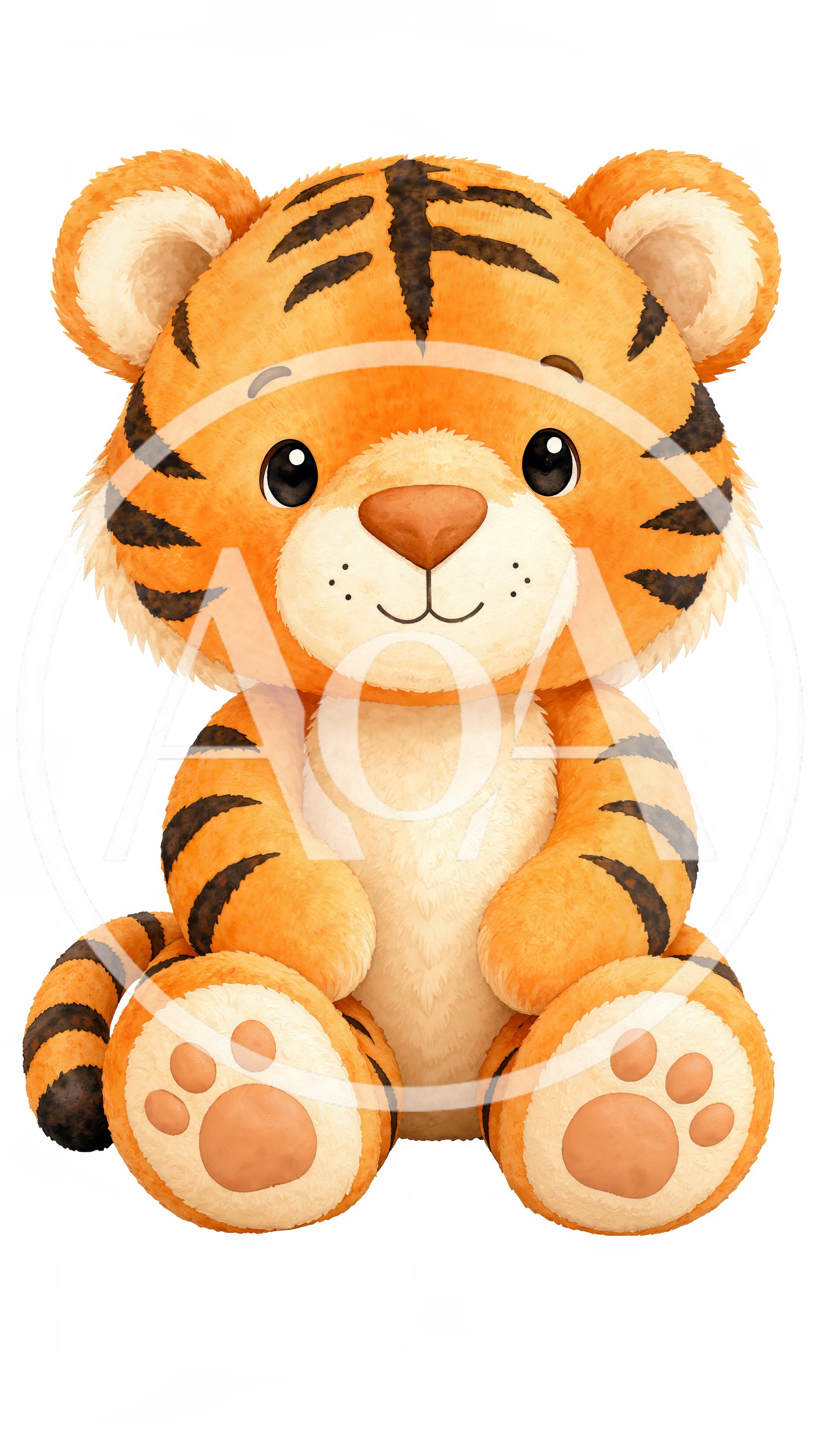 Cute Cartoon Tiger Cub Sitting Isolated