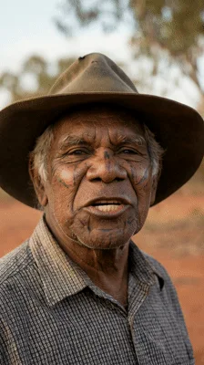 Elderly Indigenous Australian Man Smiling And Waving Outdoors
