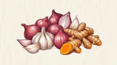 Hand Drawn Illustration Of Fresh Culinary Ingredients