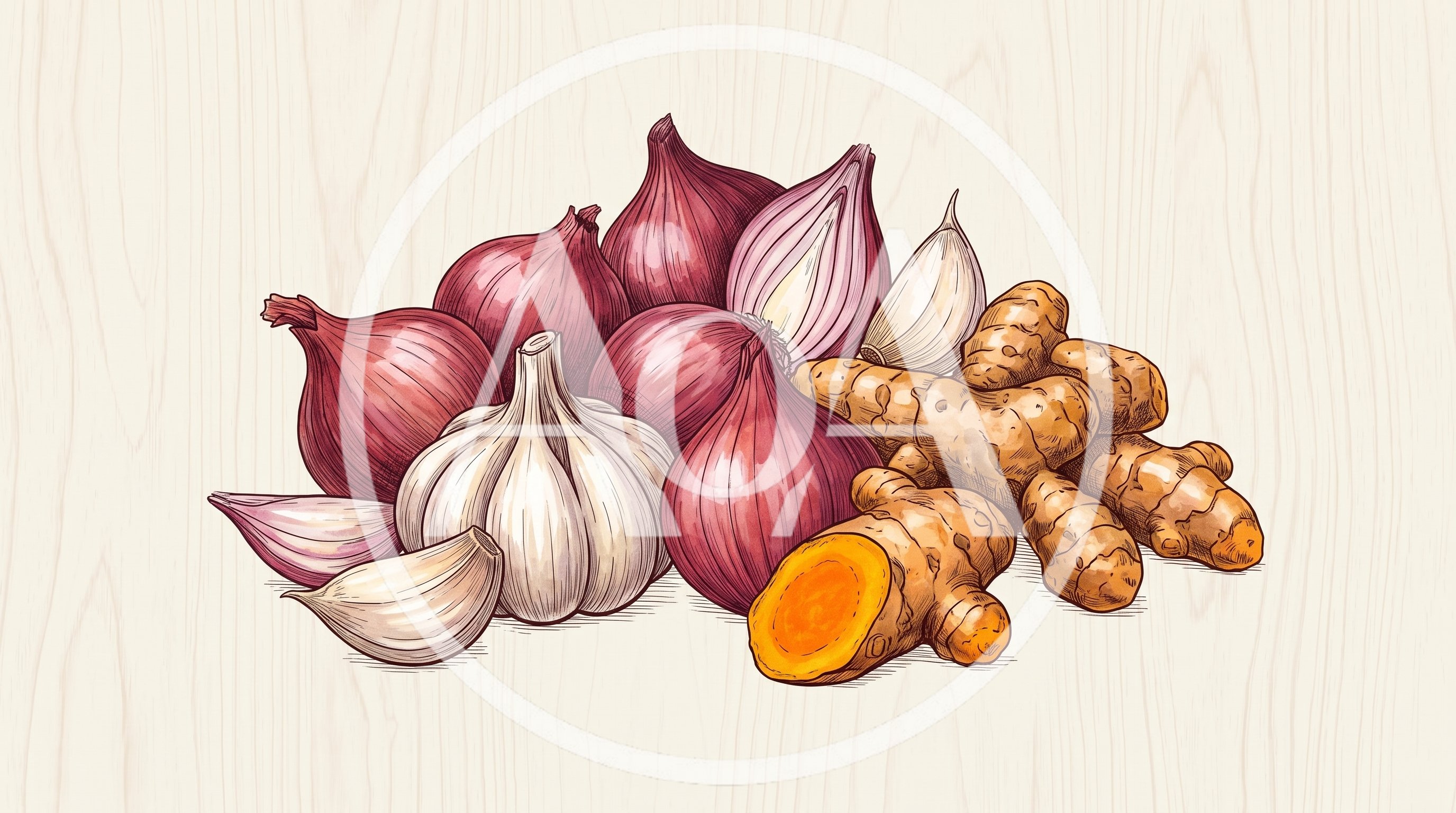 Hand Drawn Illustration Of Fresh Culinary Ingredients