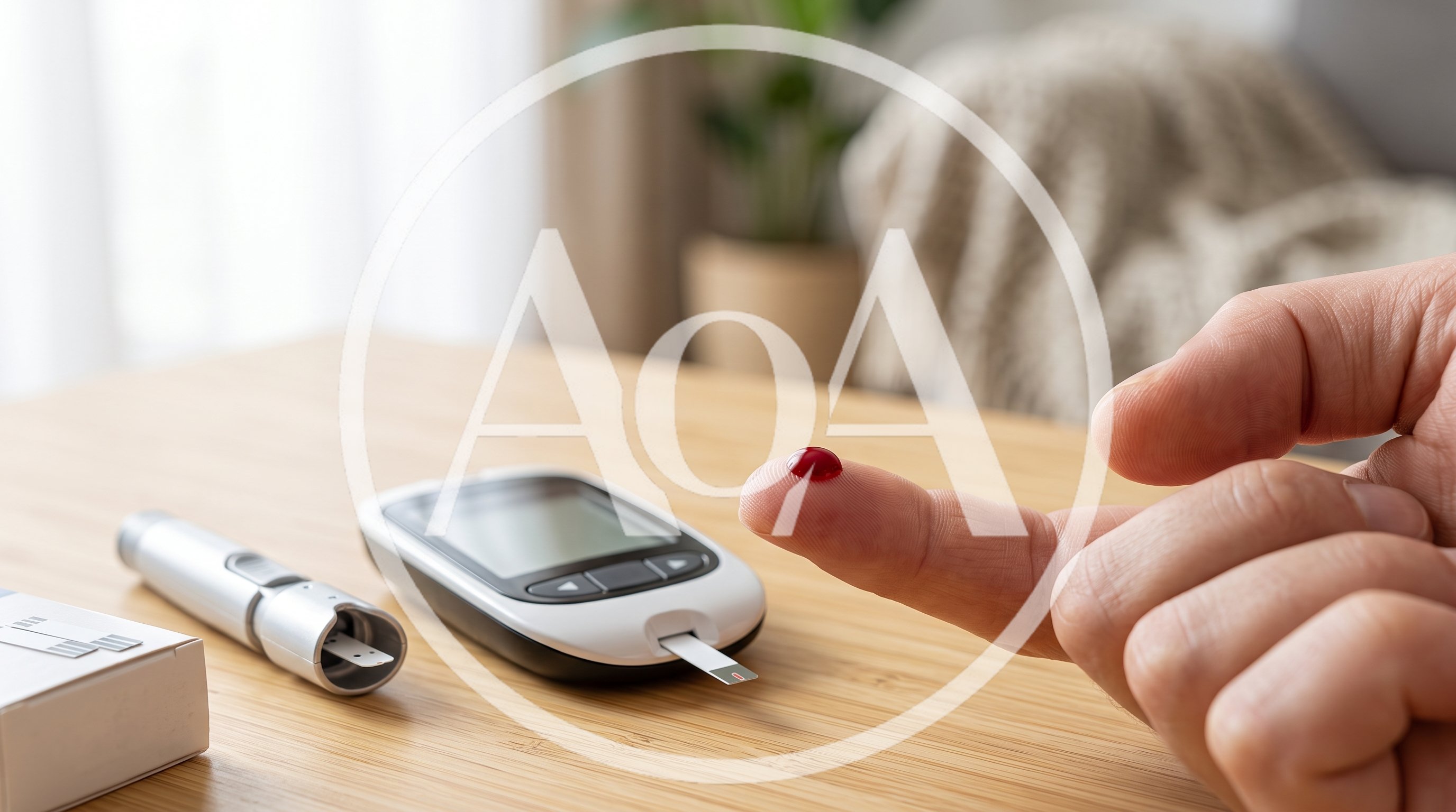 Person Checking Blood Glucose Levels With A Glucometer