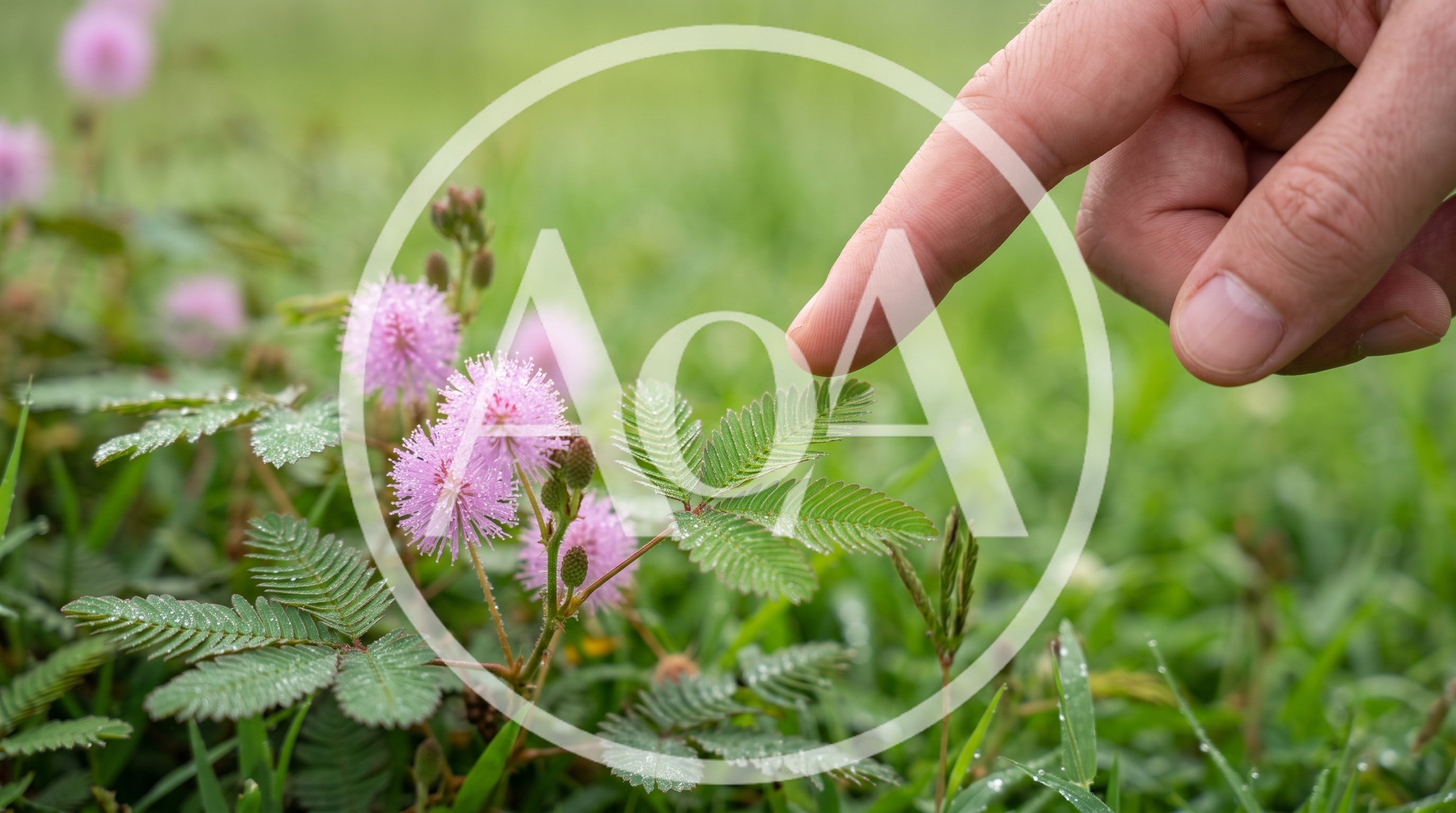 Human Finger Touching Sensitive Mimosa Pudica Plant