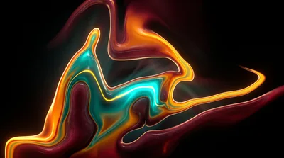 Abstract Liquid Flow With Vibrant Neon Colors
