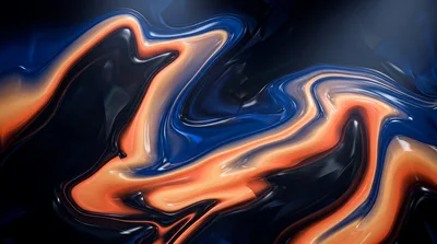 Abstract Liquid Swirls Of Orange And Blue