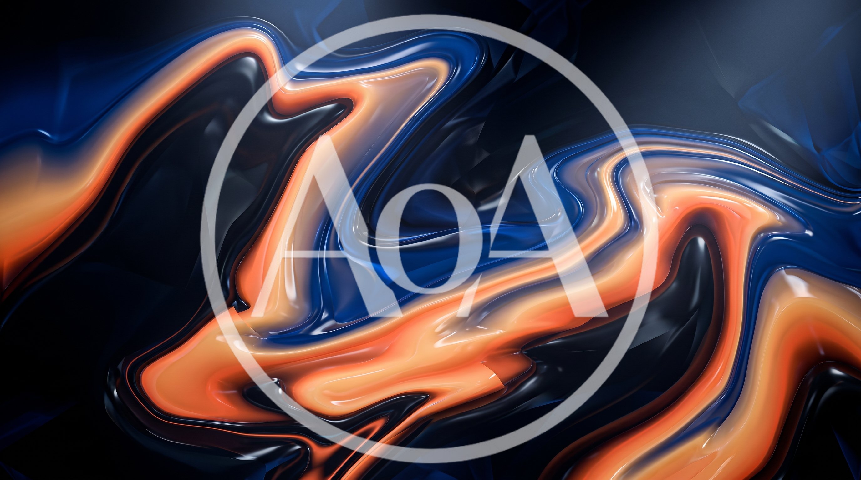 Abstract Liquid Swirls Of Orange And Blue