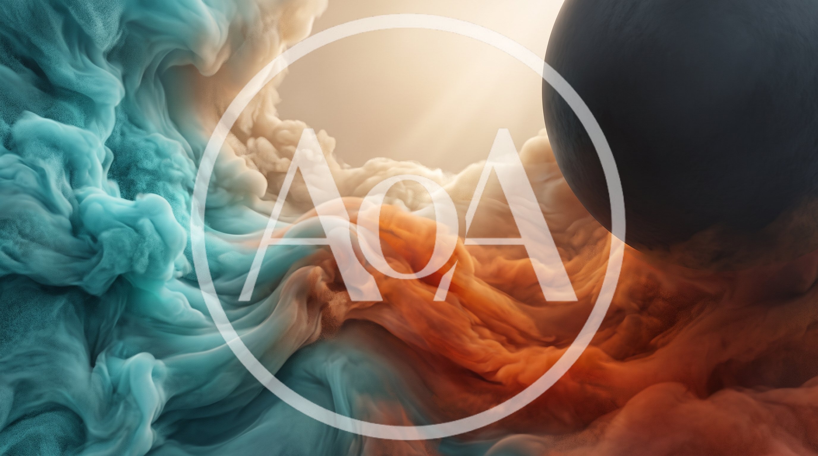 Abstract Swirling Clouds Of Teal And Orange Smoke