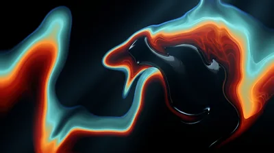 Abstract Liquid Flow With Vibrant Orange And Teal Colors