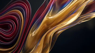 Abstract Flowing Gold And Red Liquid Waves