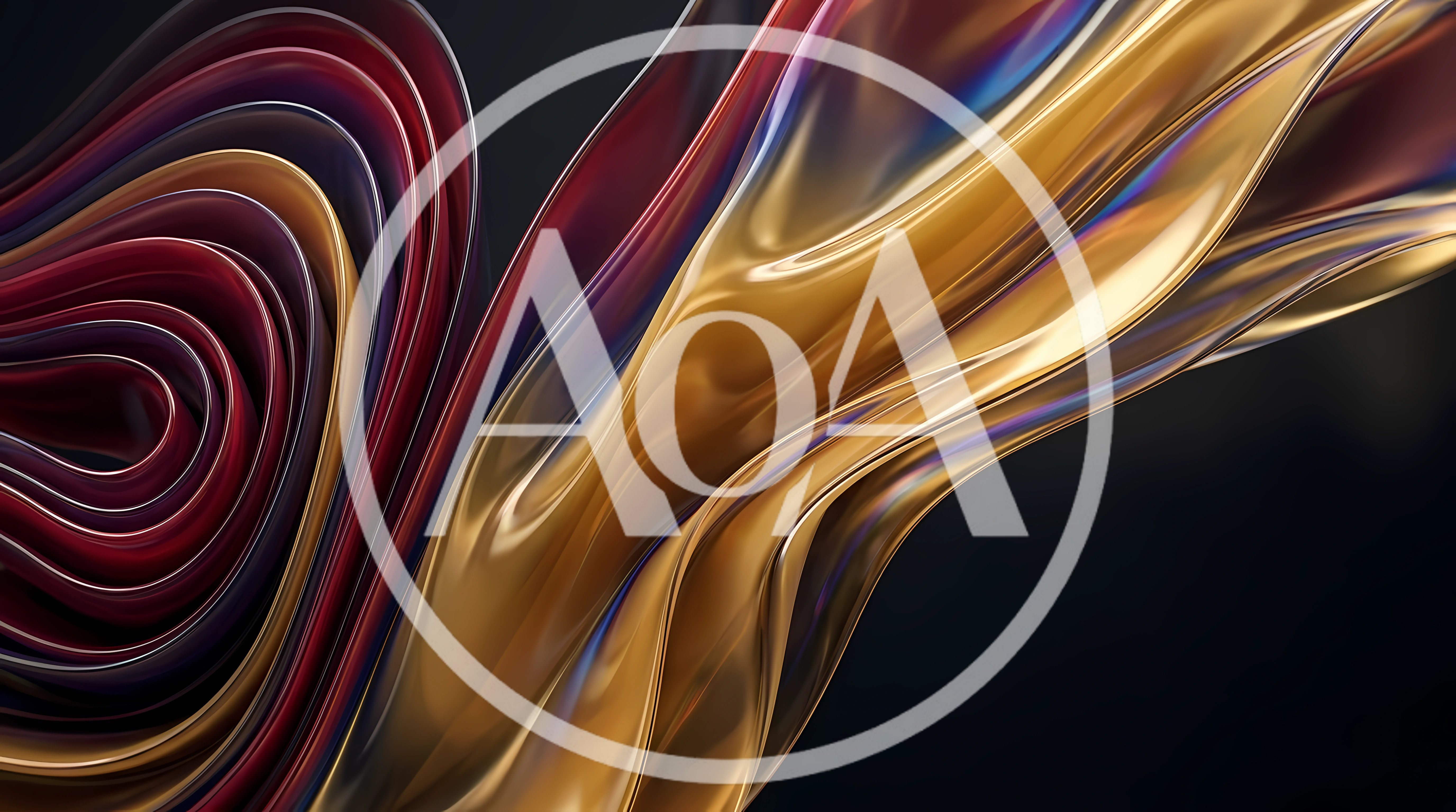 Abstract Flowing Gold And Red Liquid Waves